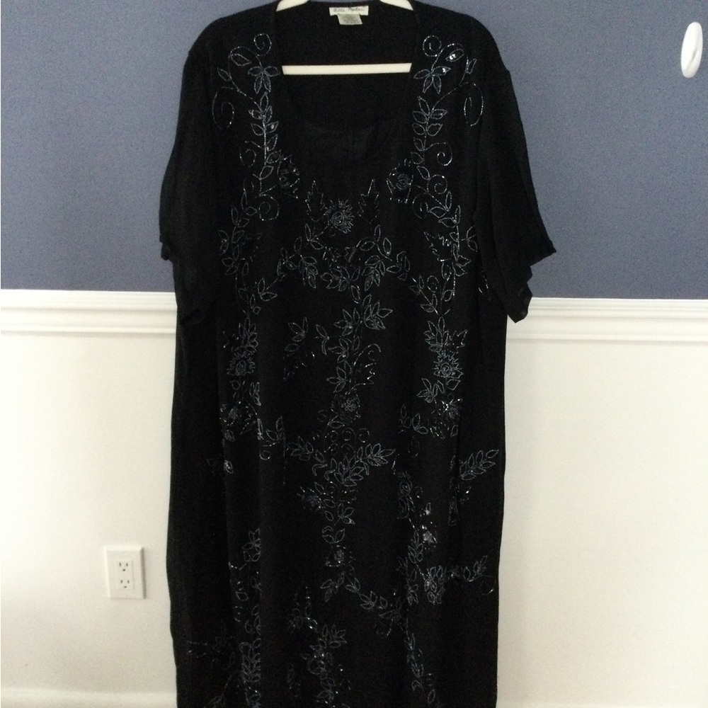 Ulla Popken black formal beaded dress